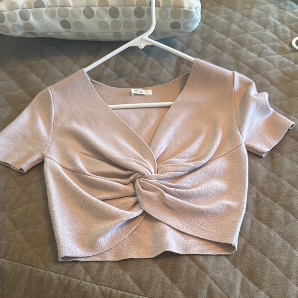 Active USA Pink Tie Front Crop Blouse
